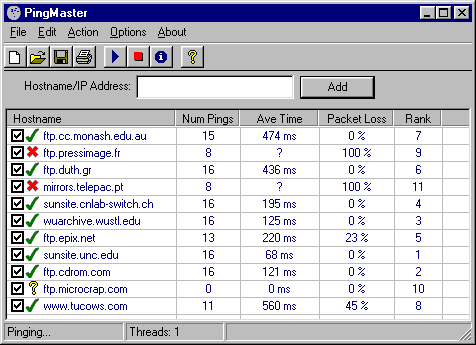 screenshot of PingMaster